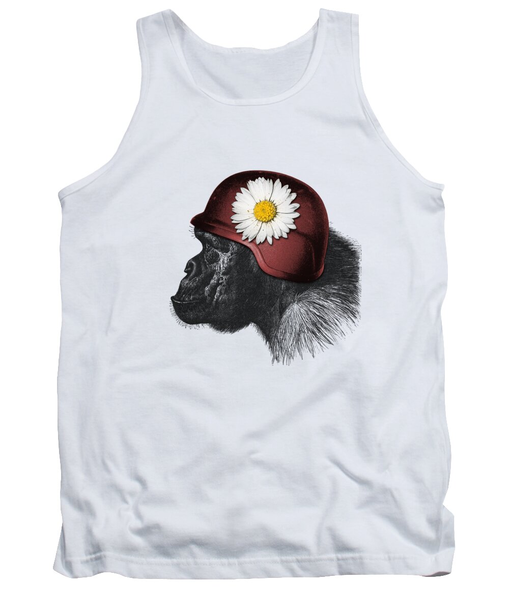 Chimp Tank Top featuring the digital art Funny Monkey Face by Madame Memento