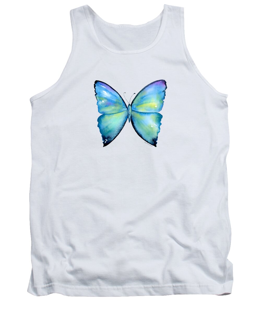 Morpho Aega Butterfly Tank Top featuring the painting 2 Morpho Aega Butterfly by Amy Kirkpatrick