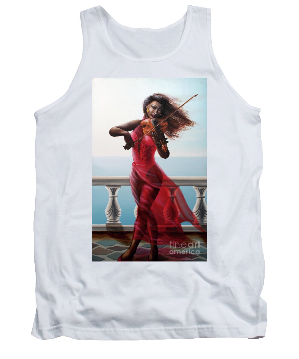 Portraits In Sounds Tank Top featuring the painting At Sea by Clement Bryant
