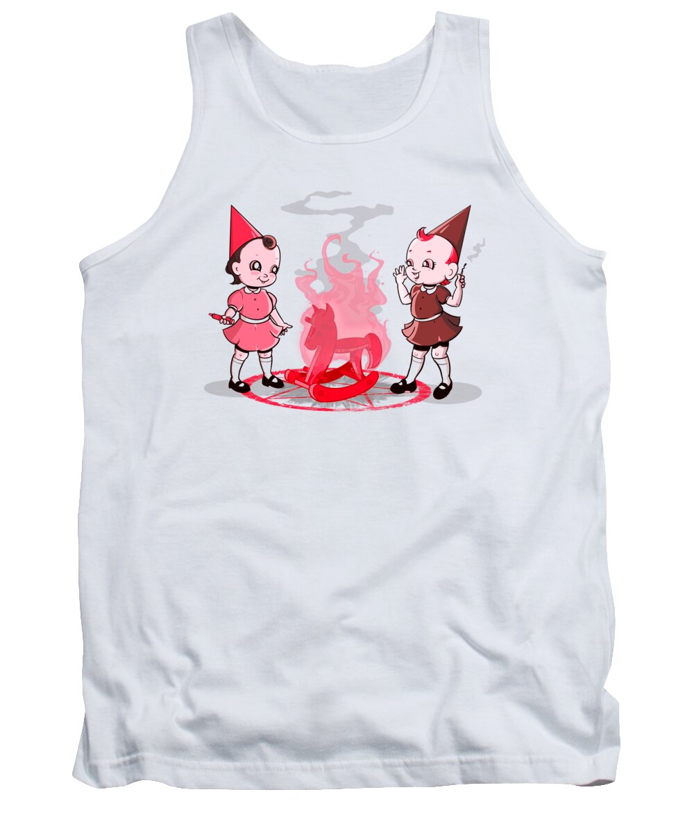 Witch Tank Top featuring the drawing Baby Witches by Ludwig Van Bacon