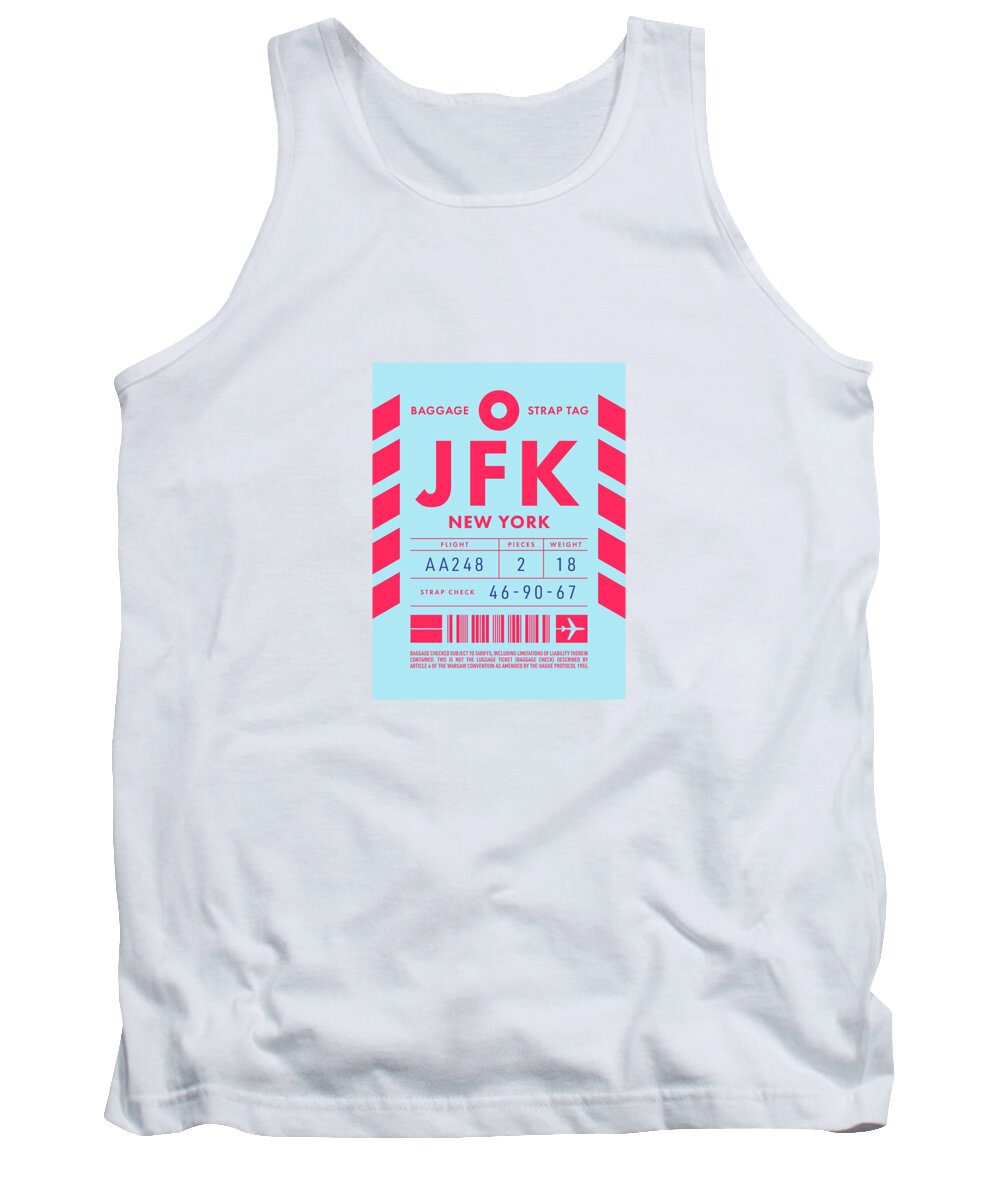 Airline Tank Top featuring the digital art Baggage Tag D - JFK New York USA by Organic Synthesis