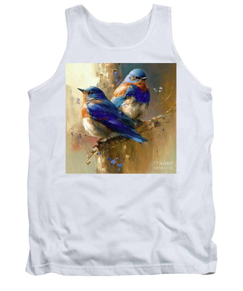 Bluebirds Tank Top featuring the painting Beautiful Bluebirds by Tina LeCour