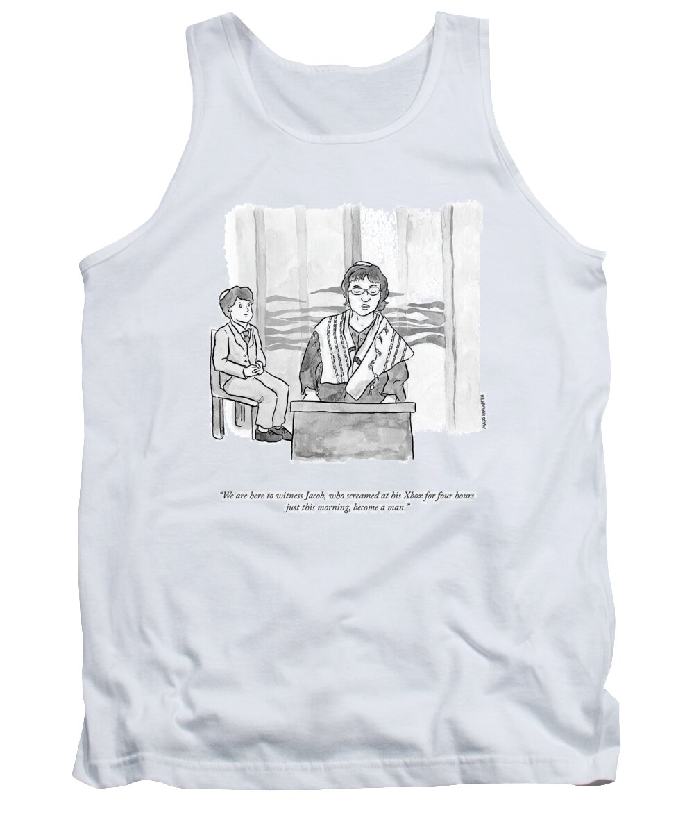 A25673 Tank Top featuring the drawing Becoming A Man by Mads Horwath
