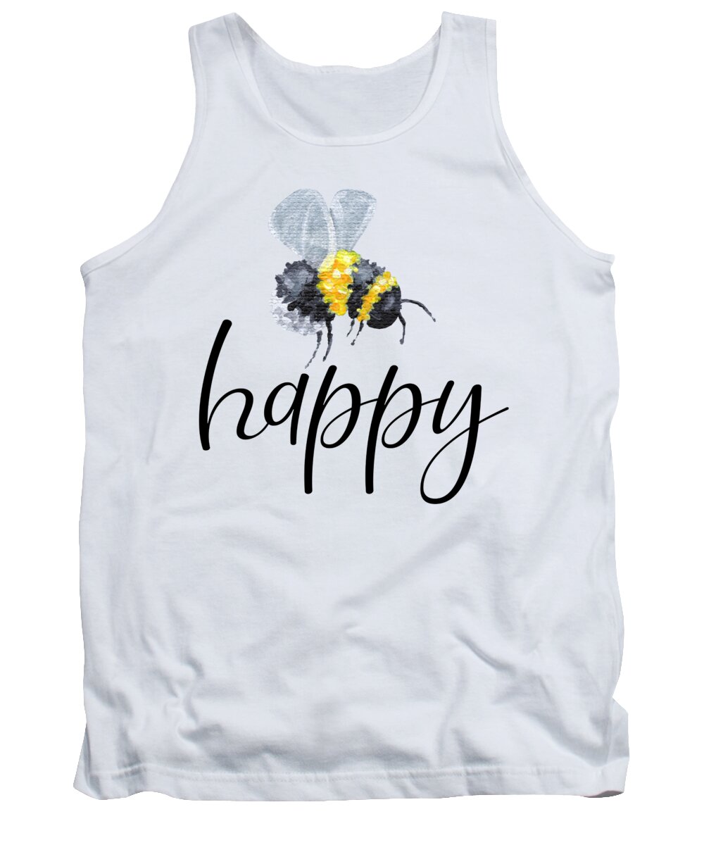 Bee Tank Top featuring the painting Bee Happy - Bumblebee by Annie Troe