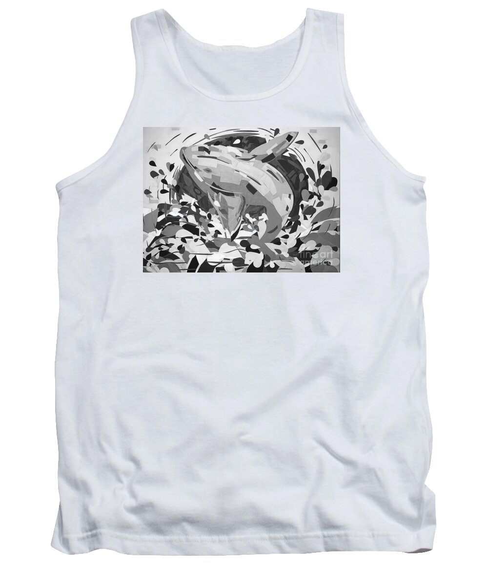 Pacific Coast Tank Top featuring the painting Black and White Whale Breaching by Christie Olstad