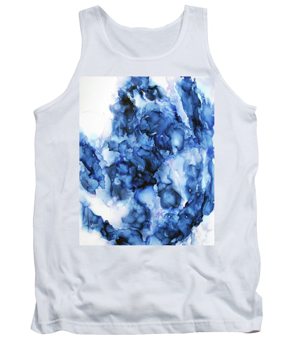 Blue Tank Top featuring the painting Blue Tulip Bliss by Katrina Nixon