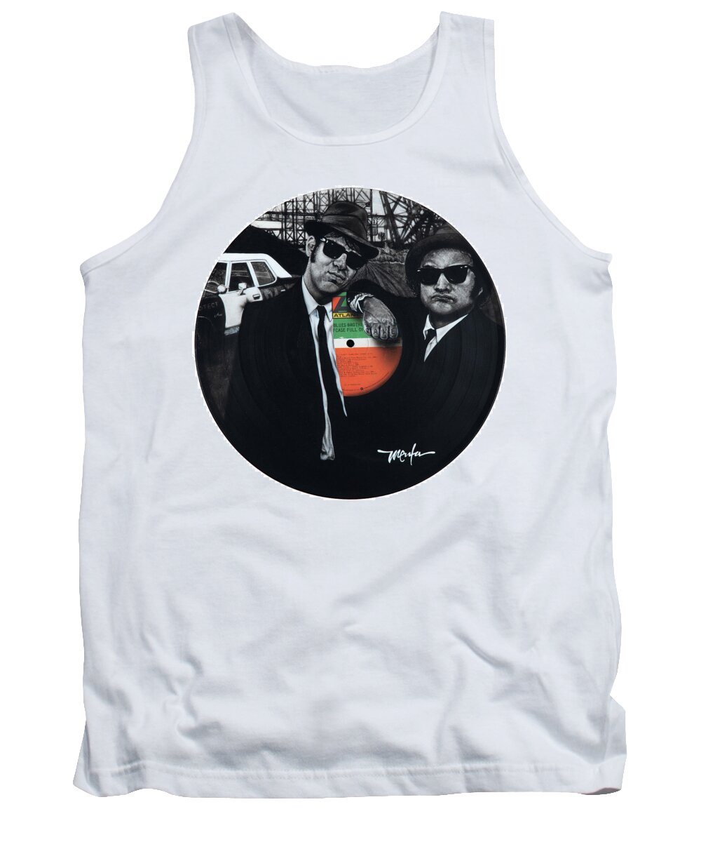 Record Album Tank Top featuring the painting Blues Brothers Briefcase Full Of Blues by Dan Menta