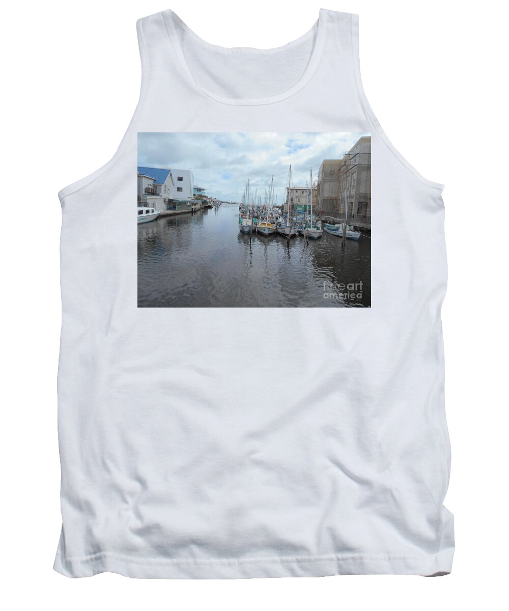 Boats Tank Top featuring the photograph Boats in Belize by Nancy Graham