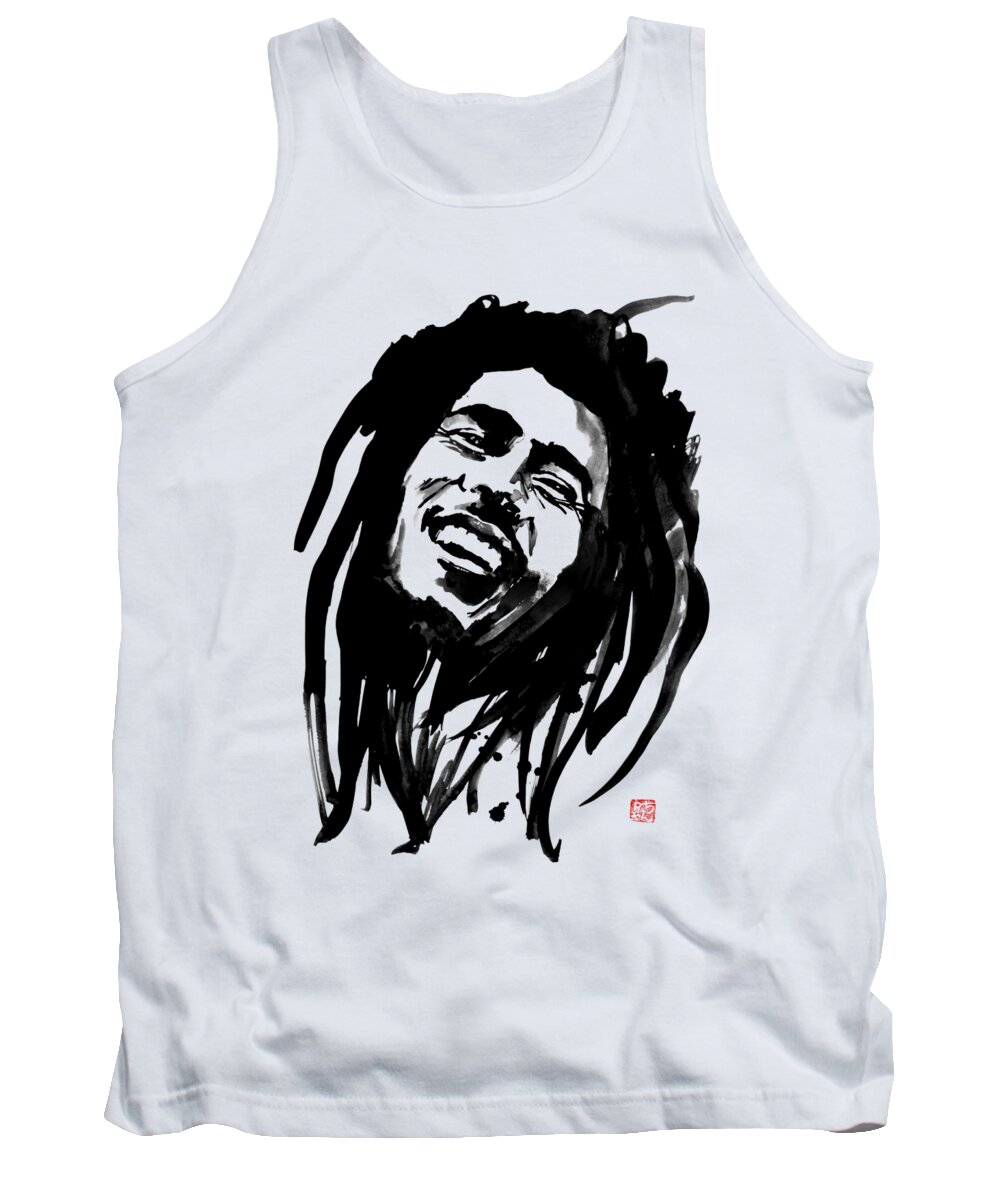 Bob Marley Tank Top featuring the painting bob by Pechane Sumie