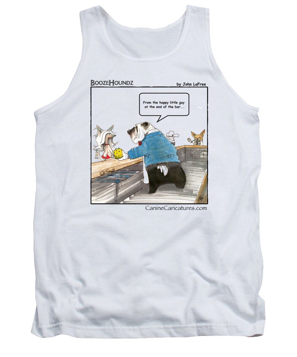 Bulldog Tank Top featuring the drawing BOOZEHOUNDZ Squeaky Toy by Canine Caricatures By John LaFree