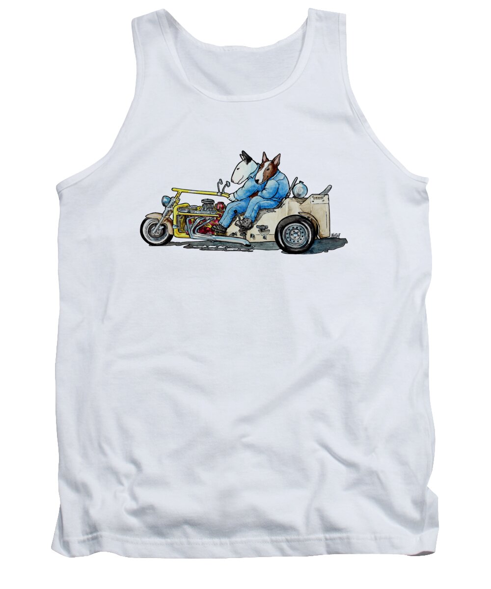 Bull Terrier Tank Top featuring the painting Bull Terrier Bikers by Jindra Noewi