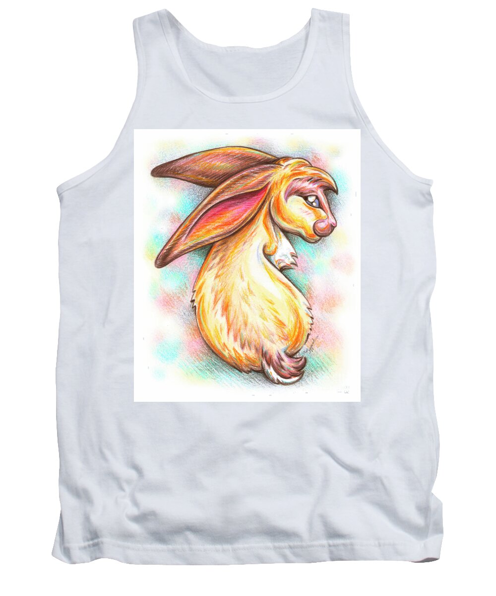  Rabbit Tank Top featuring the drawing Rabbit in Flowers by Sipporah Art and Illustration