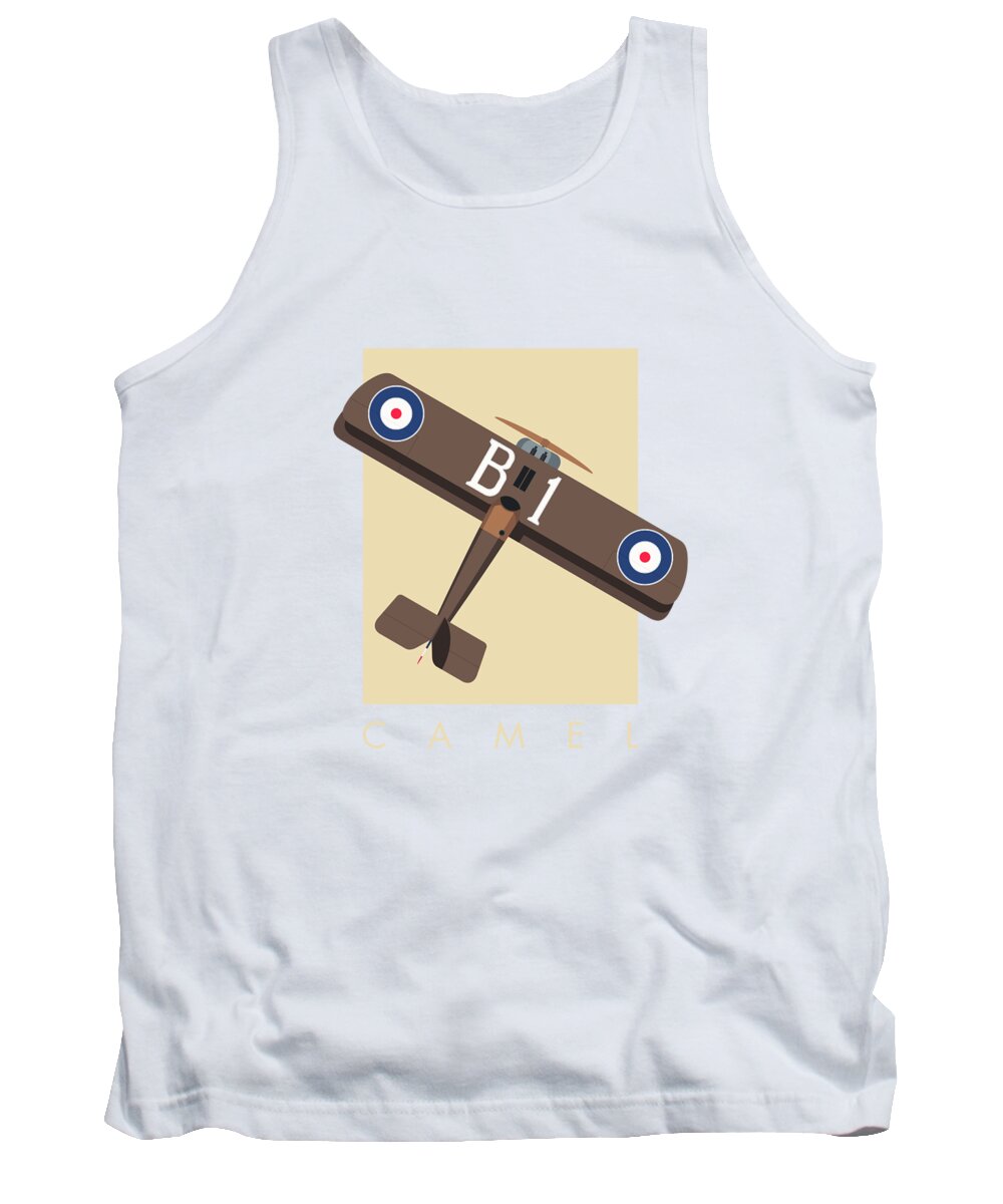 Aircraft Tank Top featuring the digital art Camel WWI Biplane Aircraft - Brown by Organic Synthesis