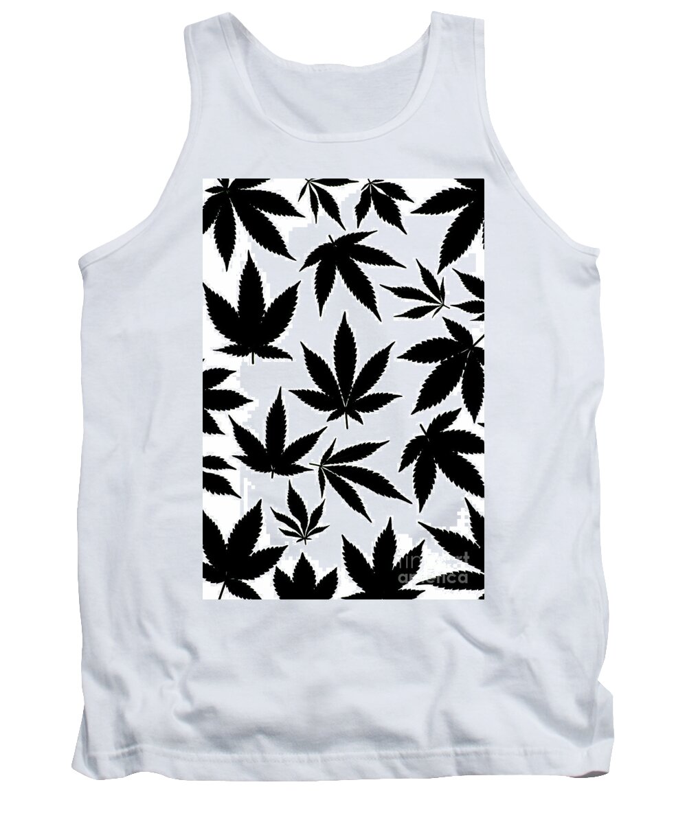 Cannabis Sativa Tank Top featuring the photograph Cannabis Leaves Black and White by Tim Gainey