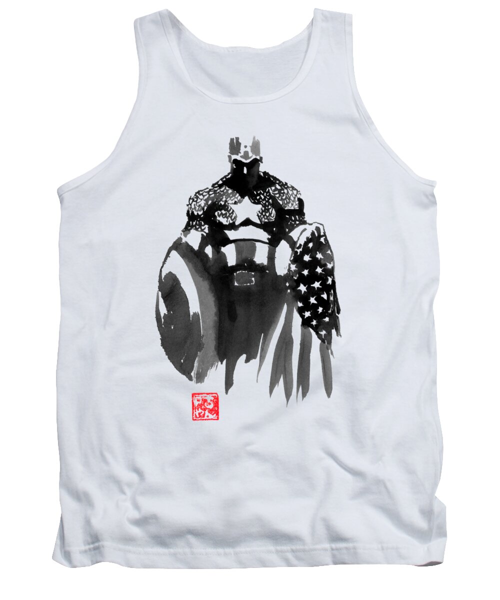 America Tank Top featuring the painting Captain America by Pechane Sumie