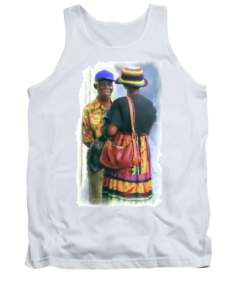 Colors Tank Top featuring the painting Caribbean Chat by Joel Smith