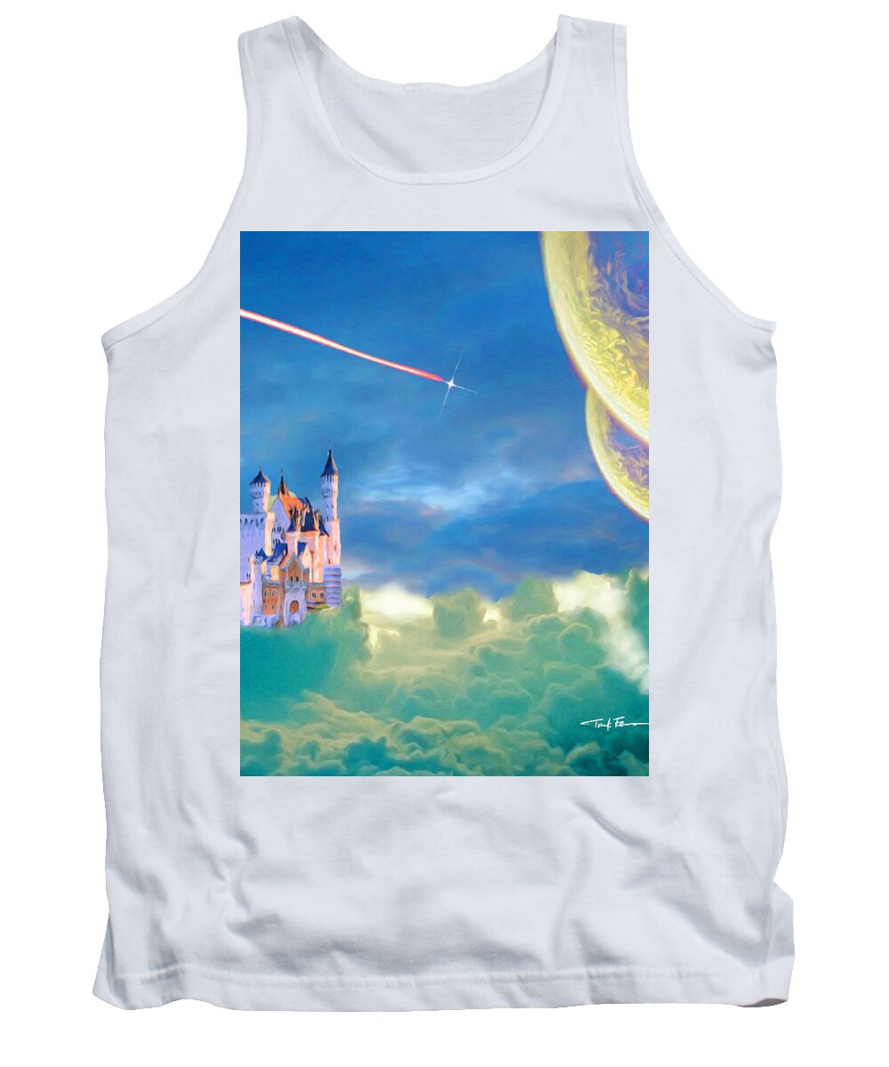 Fun Tank Top featuring the painting Castle on a Cloud by Trask Ferrero