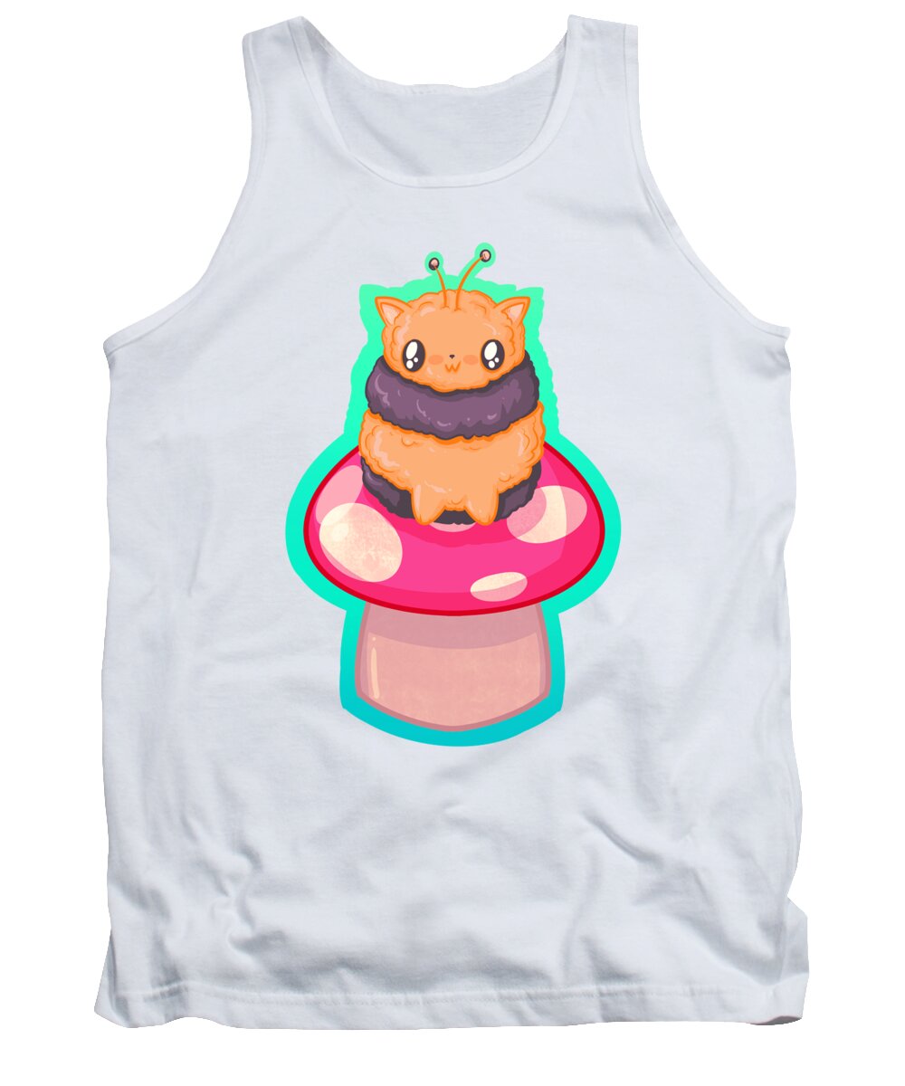 Cat Tank Top featuring the drawing Cat Bee by Ludwig Van Bacon