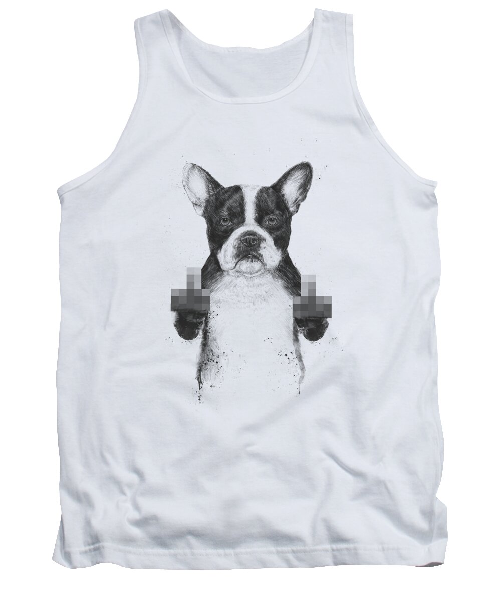 Dog Tank Top featuring the mixed media Censored dog by Balazs Solti