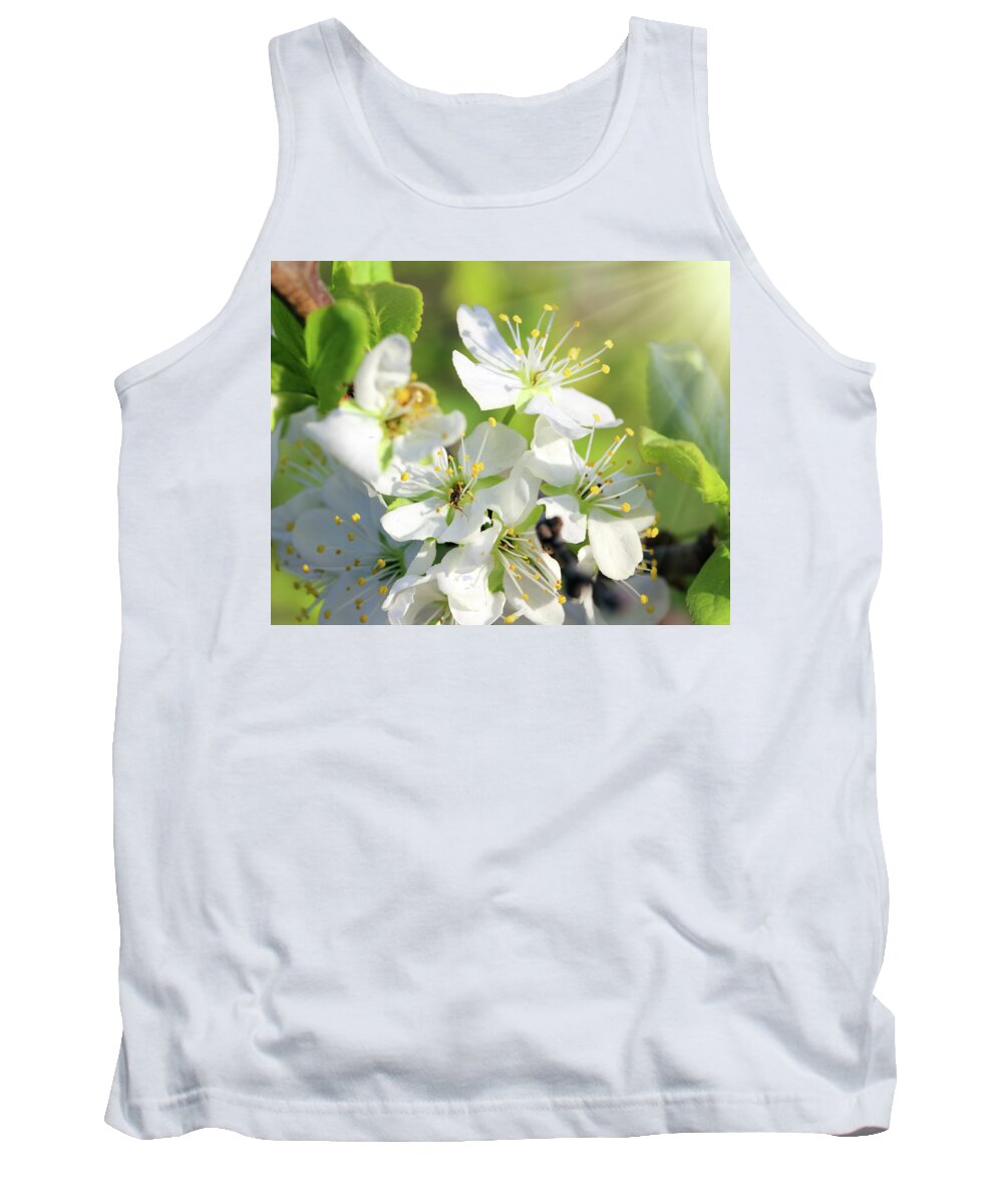 Spring Tank Top featuring the photograph Cherry Tree Flowers Macro by Mikhail Kokhanchikov