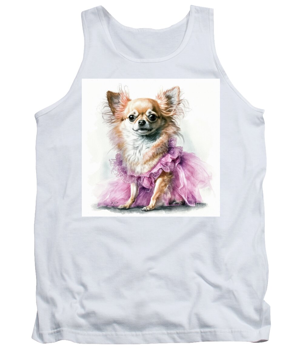 Chihuahua Tank Top featuring the painting Chihuahua Ballerina by Tina LeCour