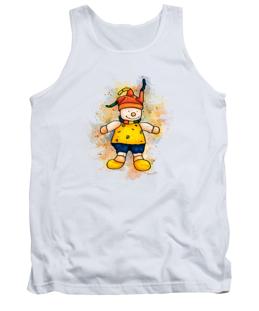 Children's Toy Tank Top featuring the painting Children's toy painting, clown toy by Nadia CHEVREL