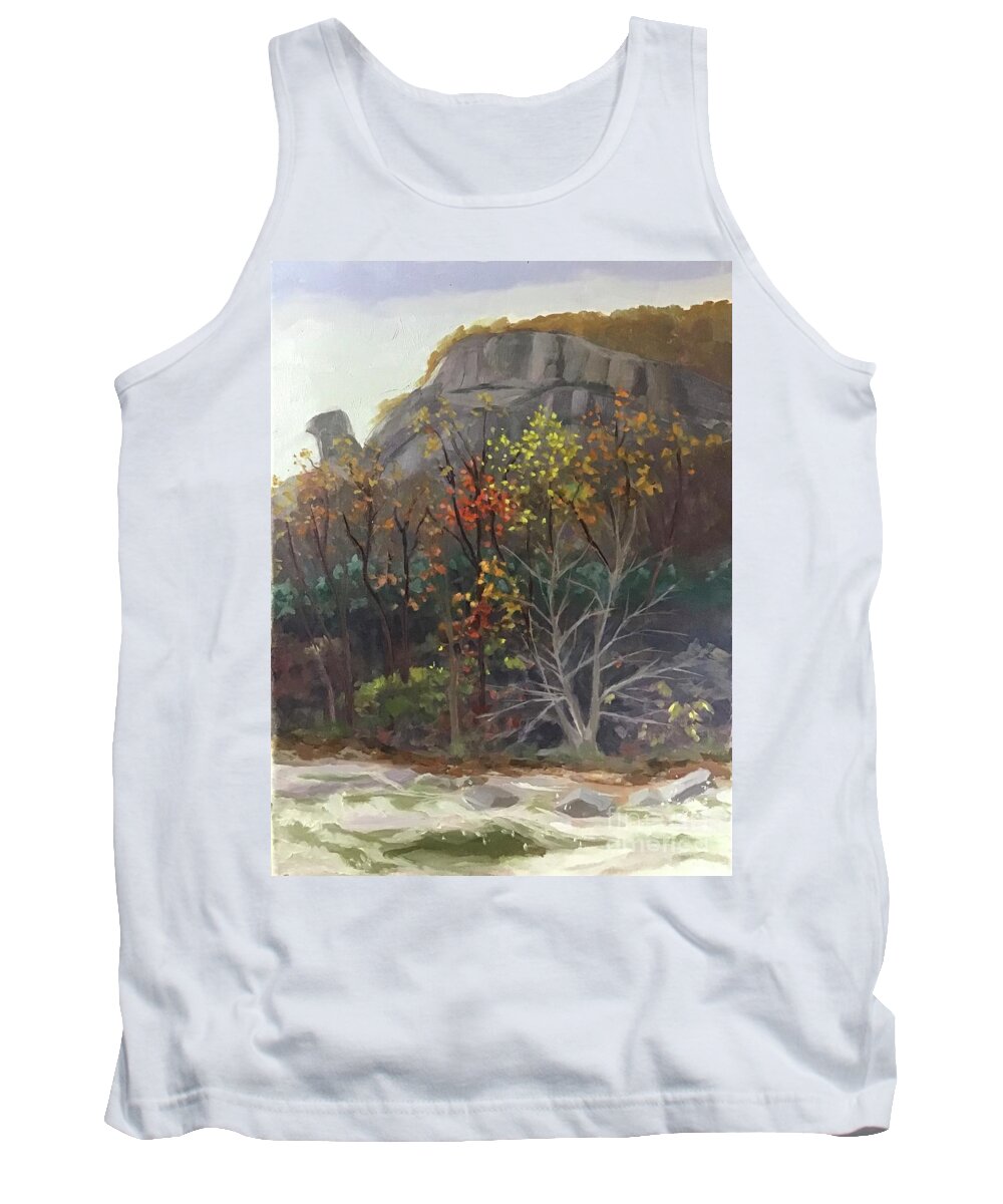 Chimney Rock Tank Top featuring the painting Chimney Rock Fall by Anne Marie Brown