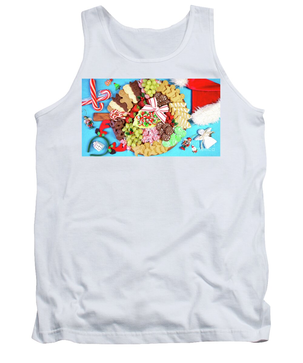 Christmas Tank Top featuring the photograph Christmas holiday large dessert grazing platter charcuterie board by Milleflore Images