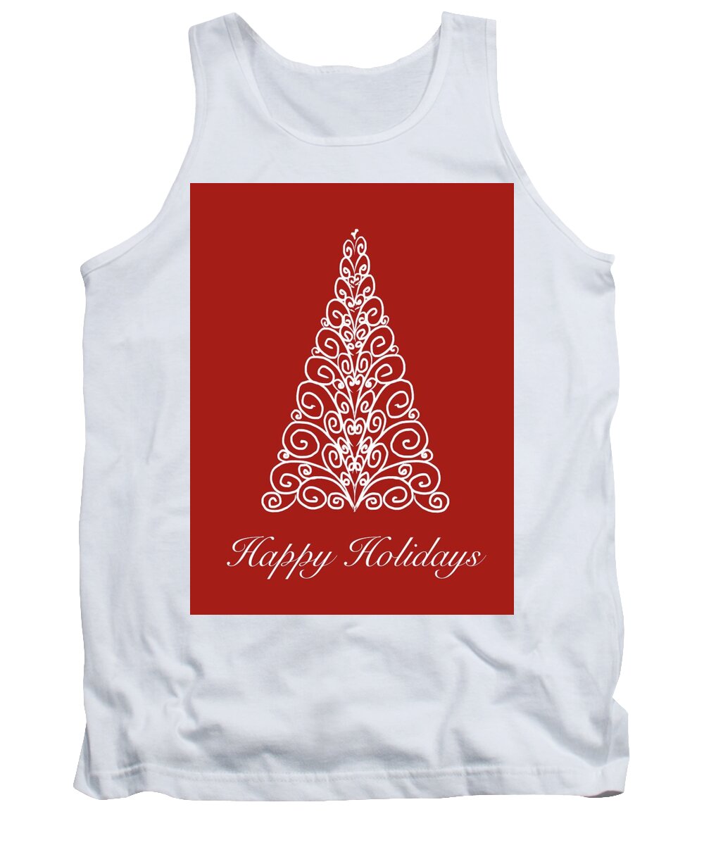 Christmas Tank Top featuring the digital art Christmas Tree Red #1 by Bnte Creations