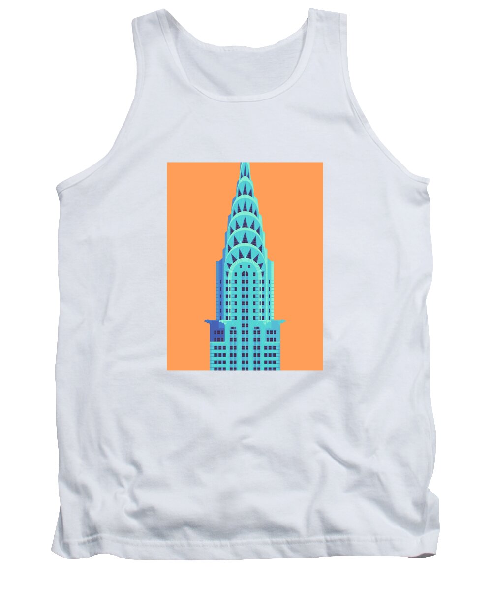 Architecture Tank Top featuring the digital art Chrysler Building - Orange by Organic Synthesis