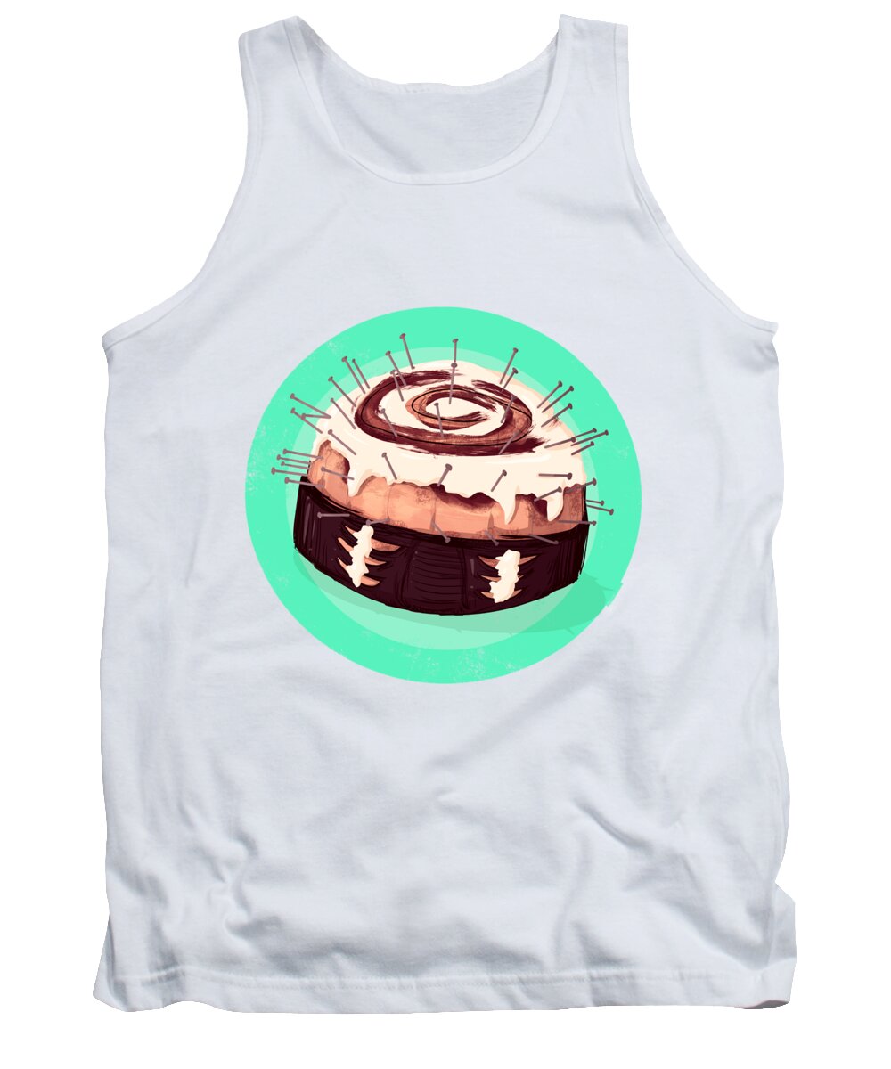 Pastry Tank Top featuring the drawing Cinnabite by Ludwig Van Bacon