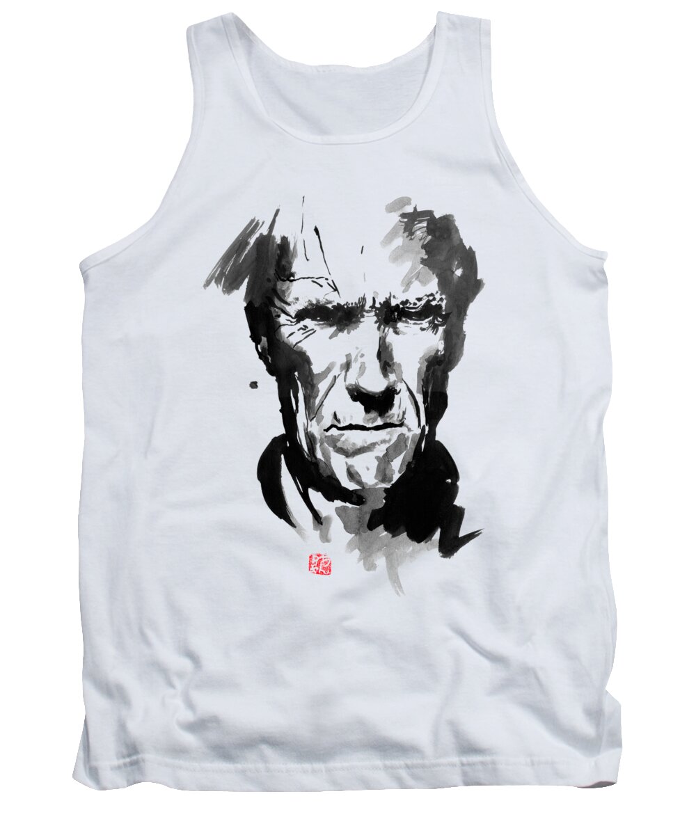 Clint Eastwood Tank Top featuring the painting Clint Eastwood by Pechane Sumie