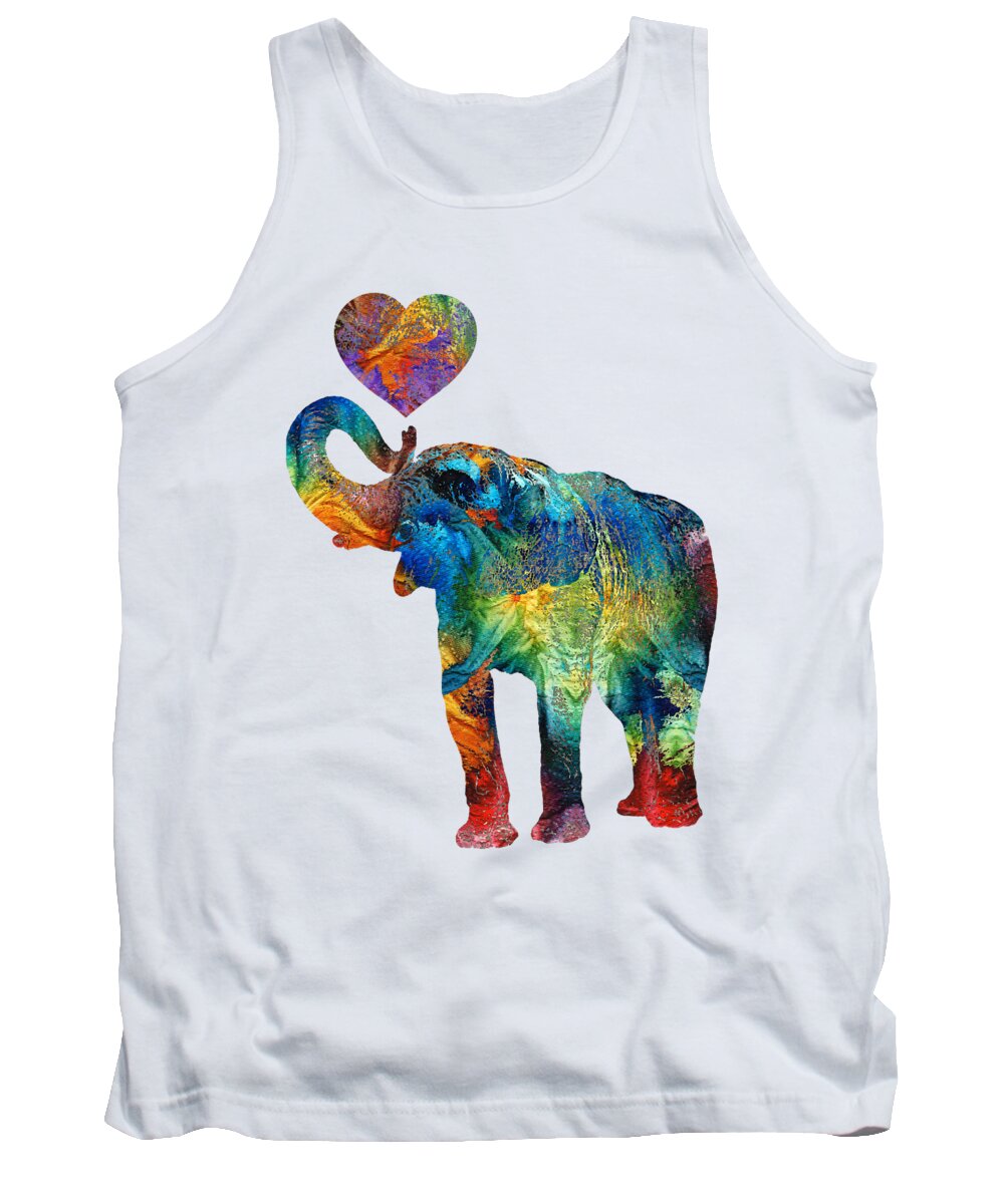 Elephant Tank Top featuring the painting Colorful Elephant Art - Elovephant - By Sharon Cummings by Sharon Cummings