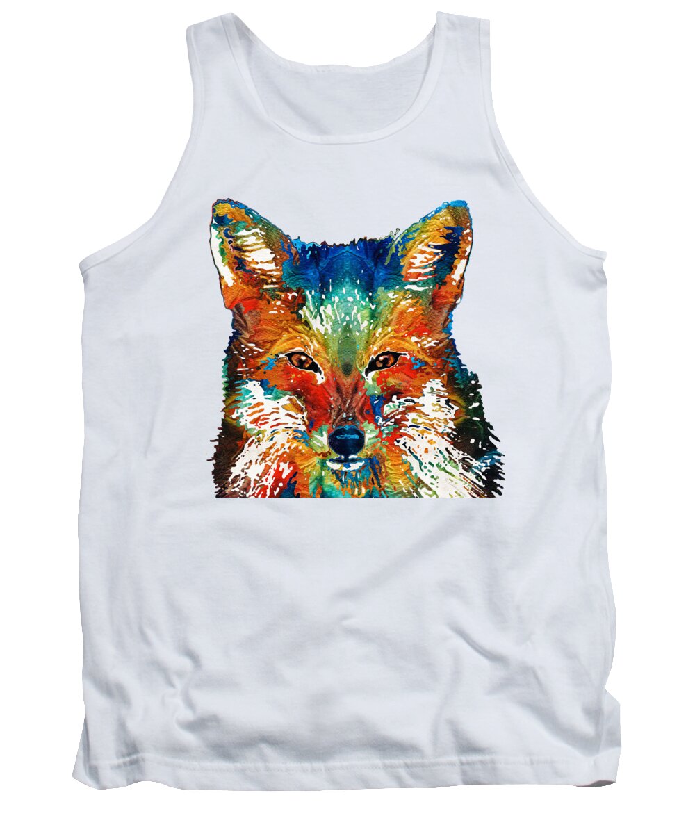 Fox Tank Top featuring the painting Colorful Fox Art - Foxi - By Sharon Cummings by Sharon Cummings