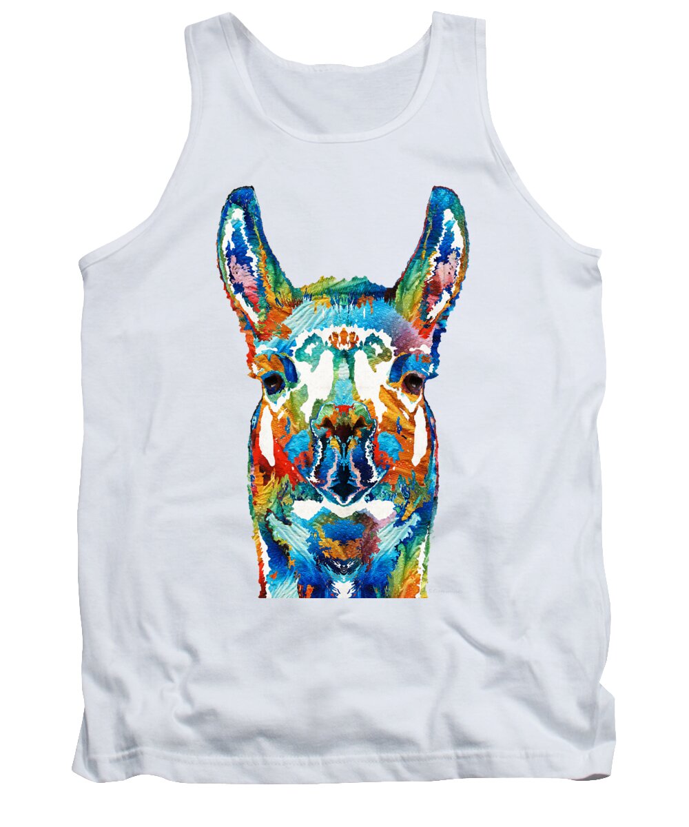Llama Tank Top featuring the painting Colorful Llama Art - The Prince - By Sharon Cummings by Sharon Cummings