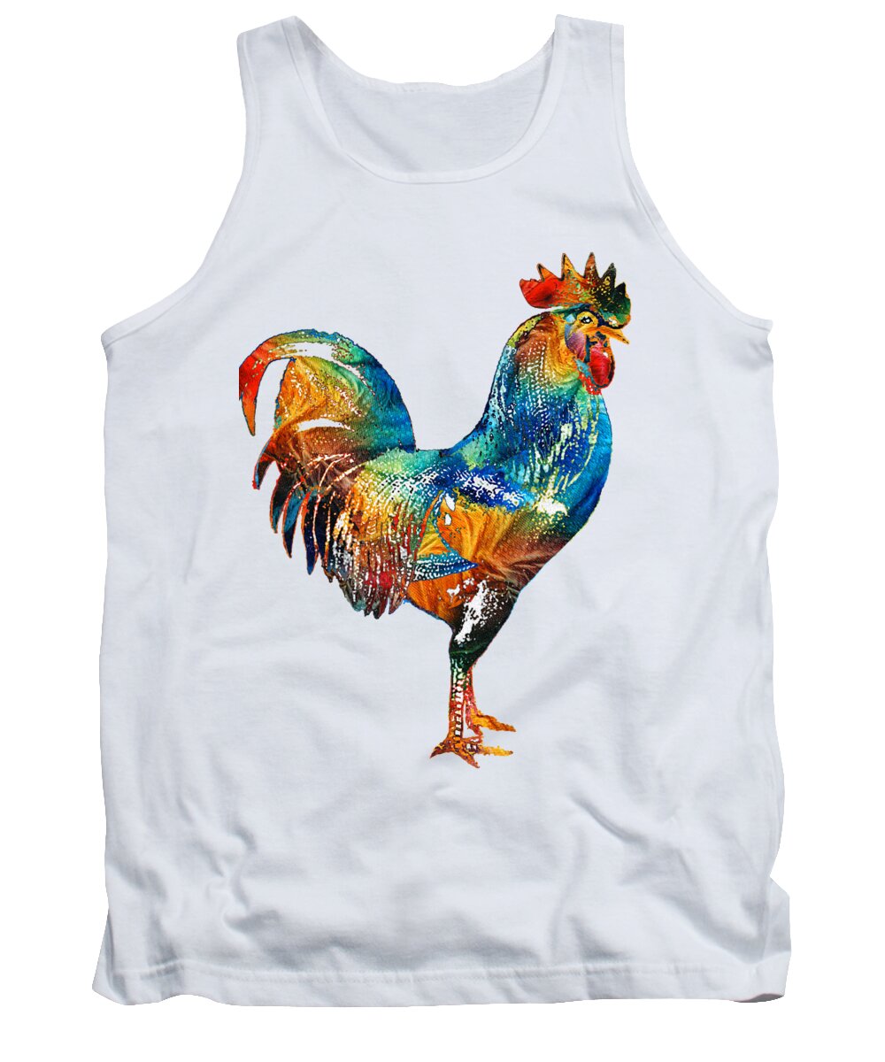 Rooster Tank Top featuring the painting Colorful Rooster Art by Sharon Cummings by Sharon Cummings