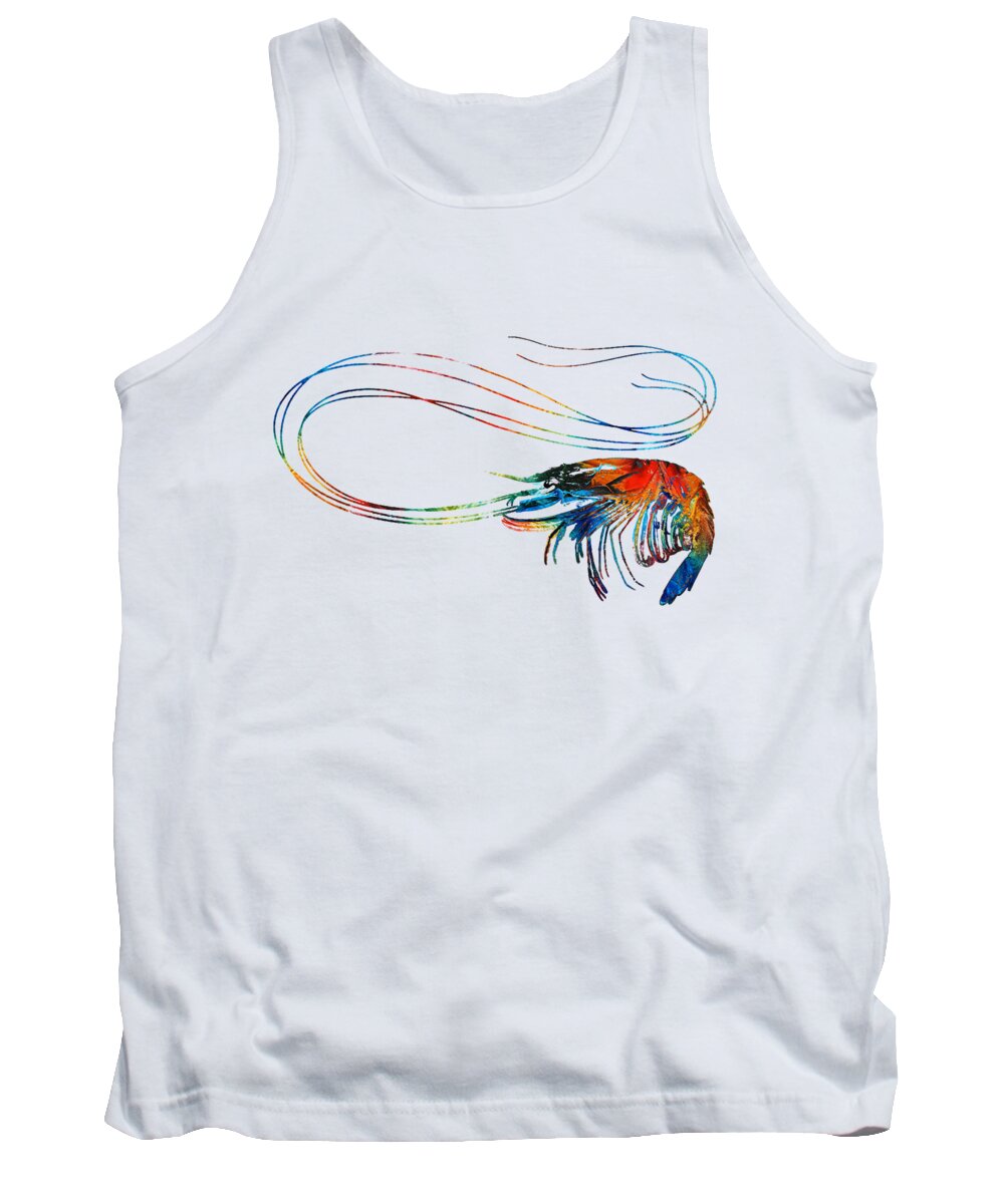 Shrimp Tank Top featuring the painting Colorful Shrimp Art by Sharon Cummings by Sharon Cummings