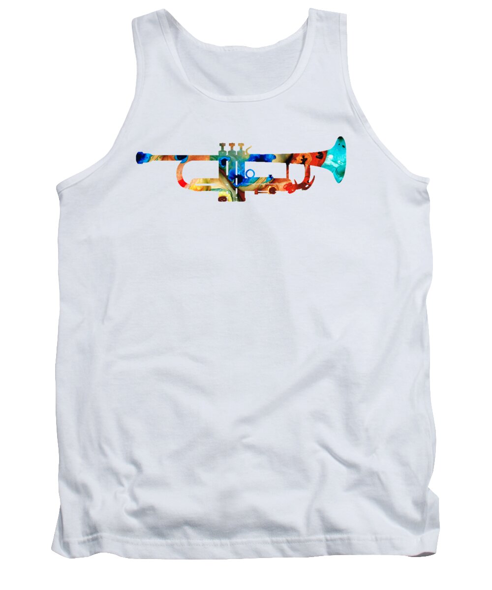 Trumpet Tank Top featuring the painting Colorful Trumpet Art By Sharon Cummings by Sharon Cummings