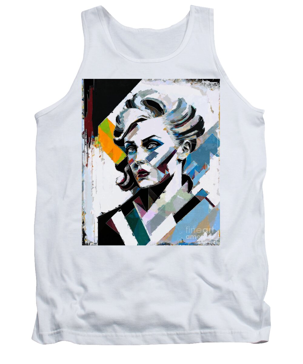Portrait Tank Top featuring the digital art Colourful Abstract Portrait - 40SD by Philip Preston