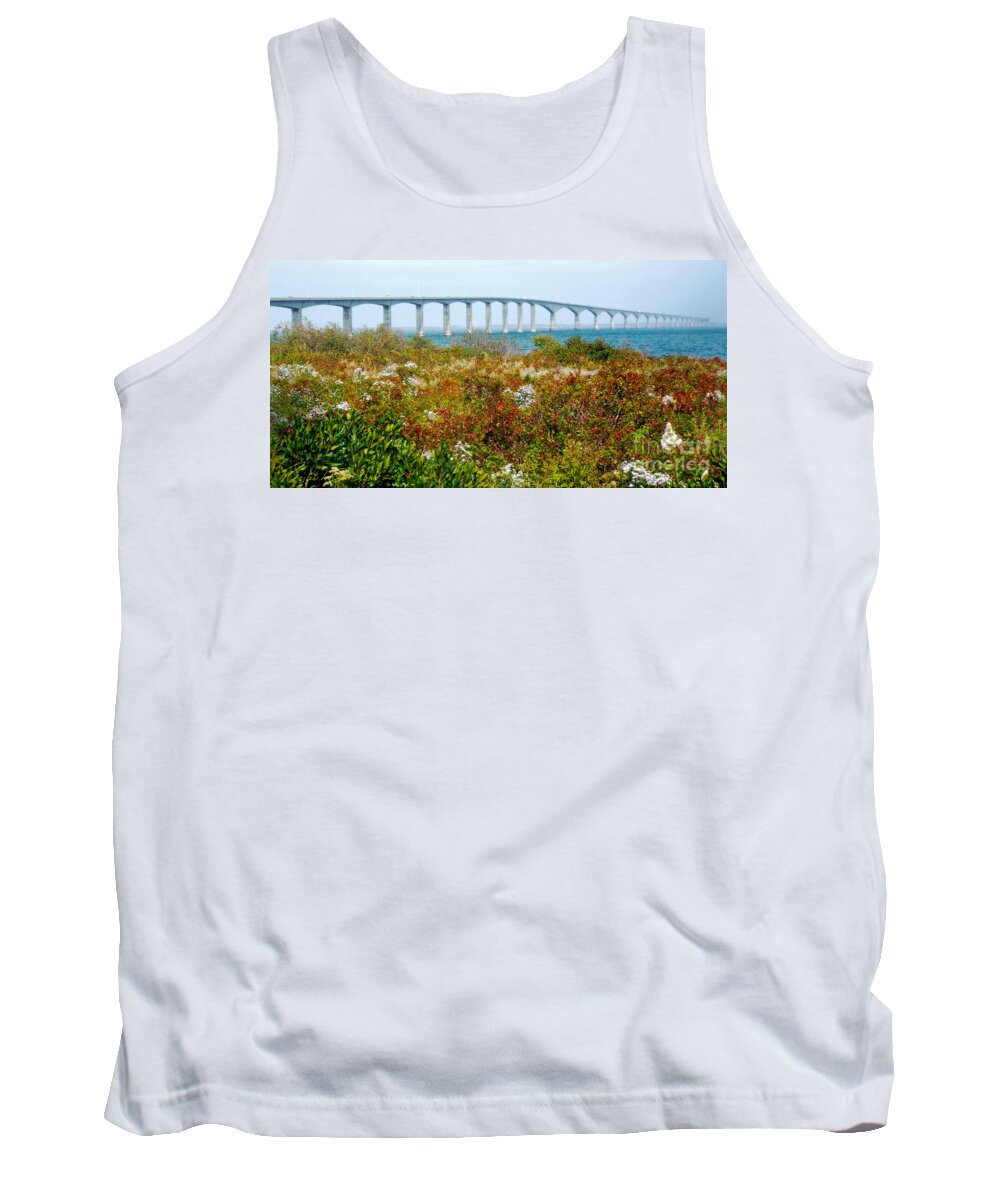 Confederation Bridge Tank Top featuring the photograph Confederation Bridge Autumn by Pat Davidson