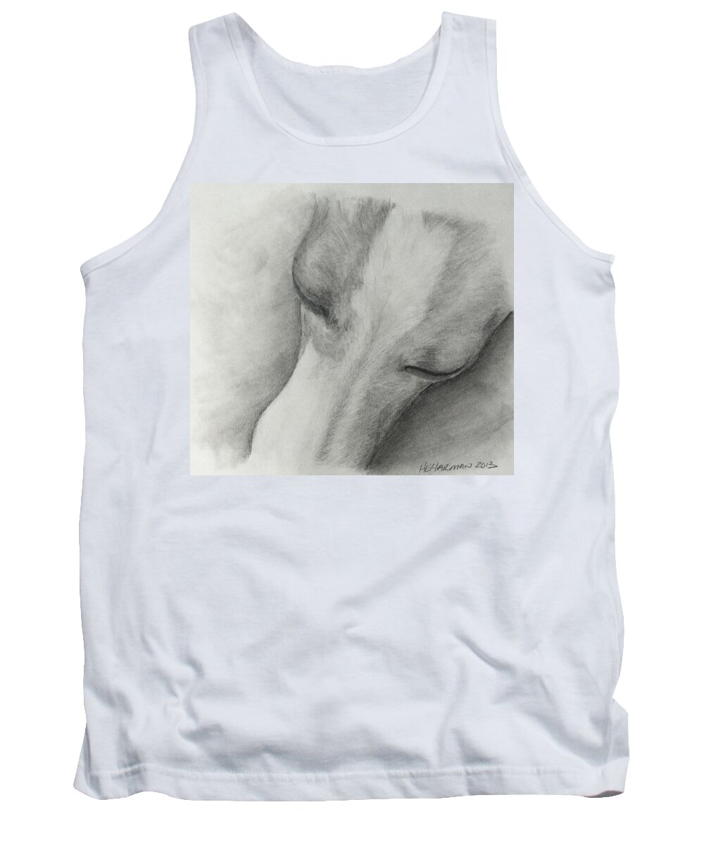 Italian Greyhound Tank Top featuring the drawing Comfy by Heather E Harman