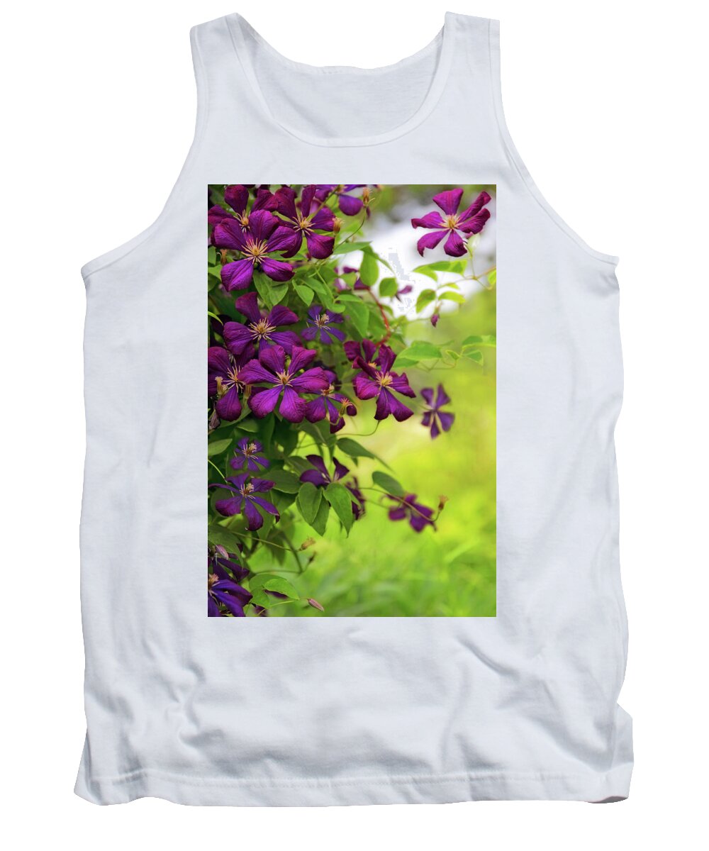 Clematis Tank Top featuring the photograph Copious Clematis by Jessica Jenney