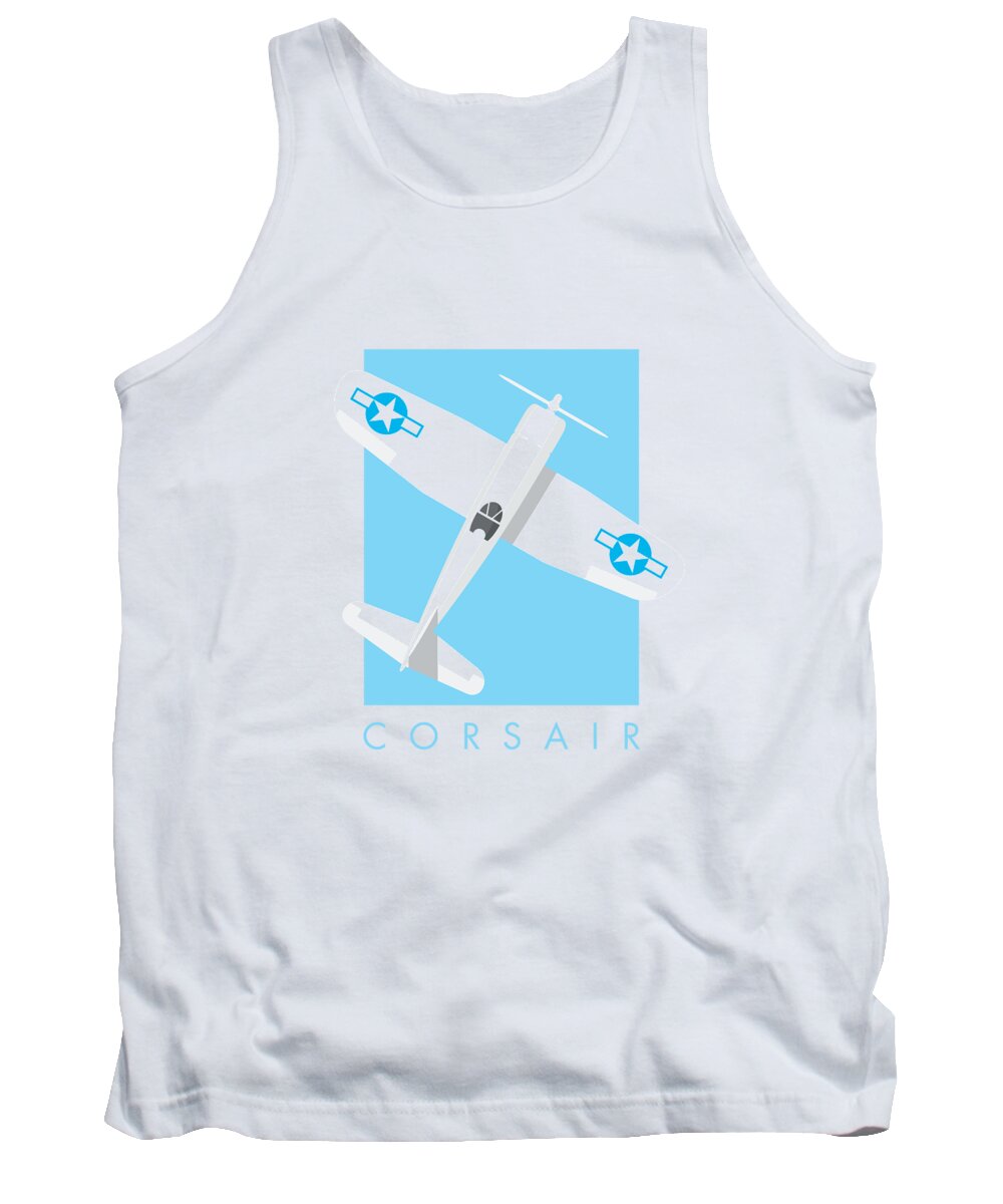 Fighter Tank Top featuring the digital art Corsair Fighter Aircraft - Sky by Organic Synthesis