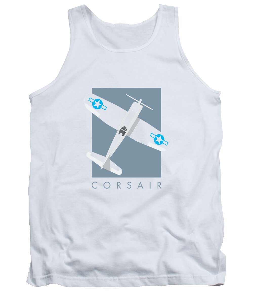 Fighter Tank Top featuring the digital art Corsair Fighter Aircraft - Slate by Organic Synthesis
