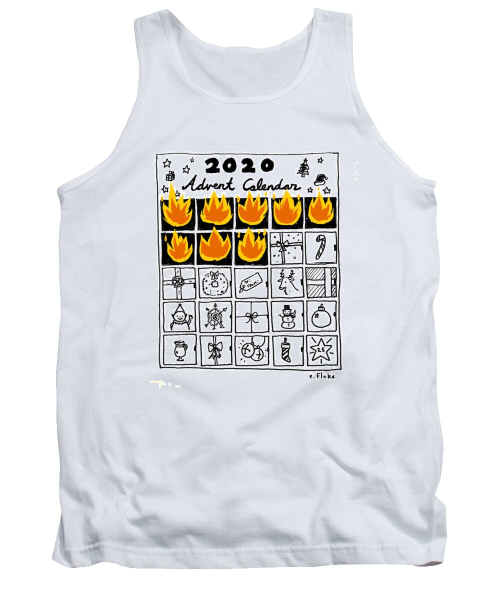 Captionless Tank Top featuring the drawing Counting The Days by Emily Flake