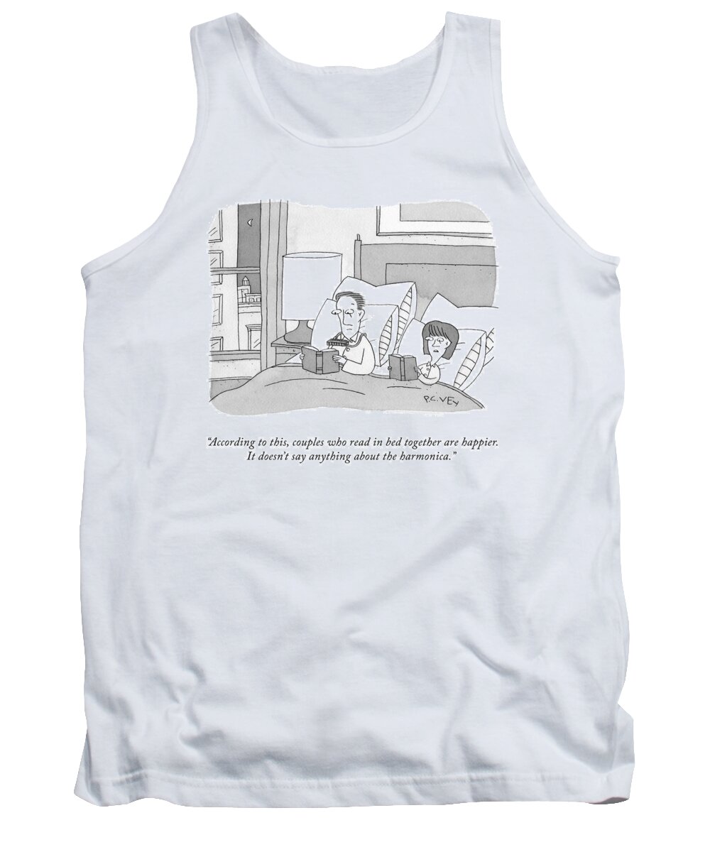 According To This Tank Top featuring the drawing Couples Who Read by Peter C Vey