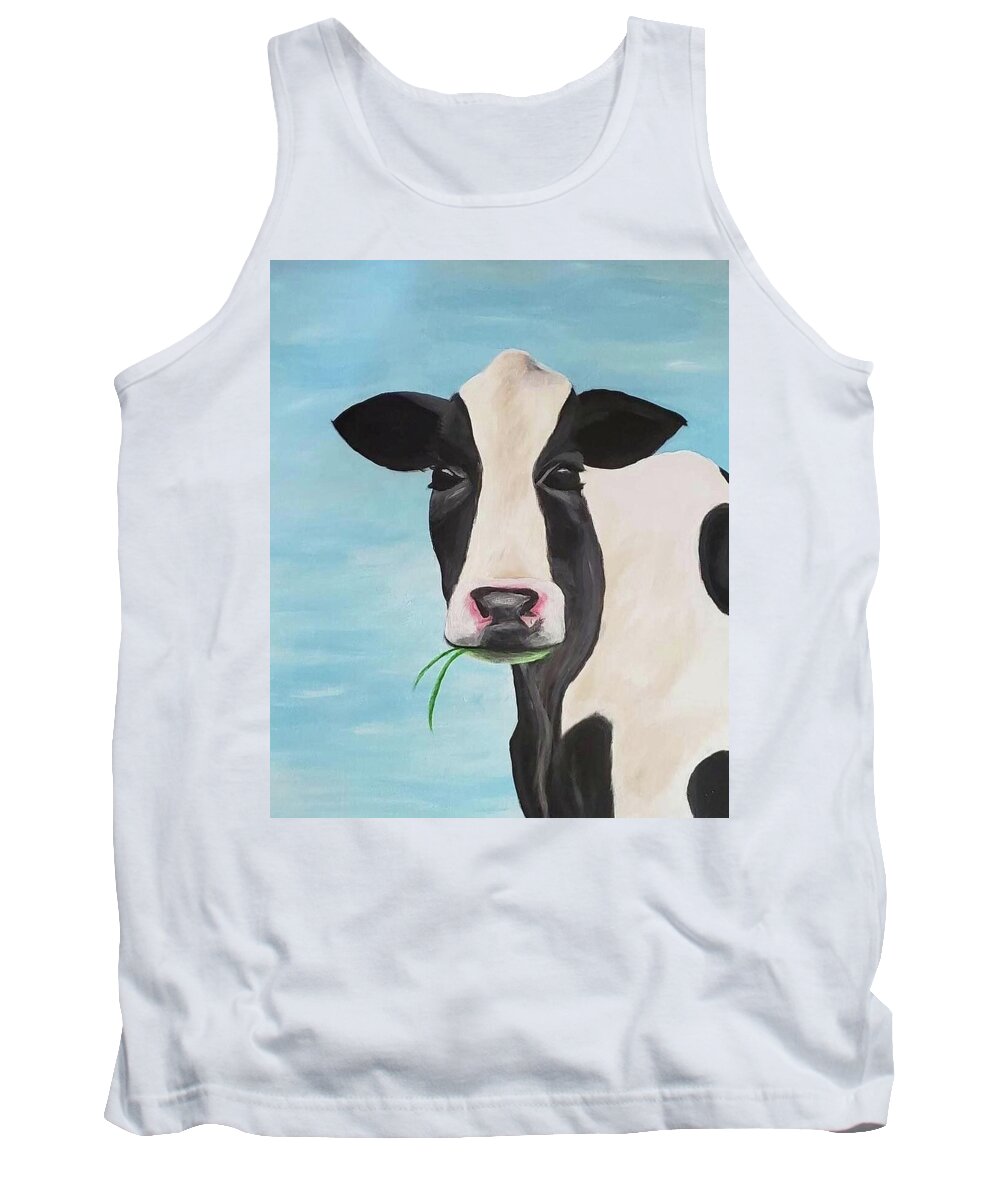 Cow Tank Top featuring the painting Cow by Amy Kuenzie