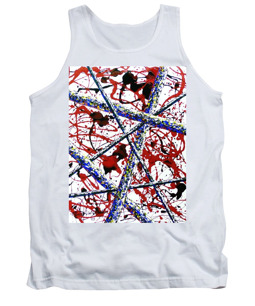 Contemporary / Abstract Tank Top featuring the painting Criss-Cross by Micah Guenther