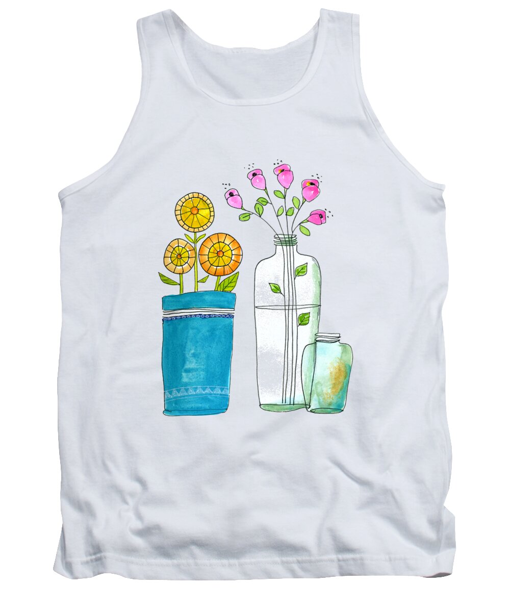 Flowers Tank Top featuring the painting Cut Flowers by Blenda Studio