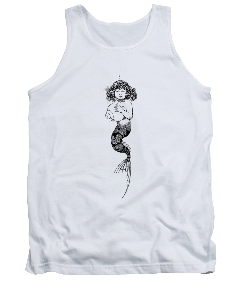 Ripples barm Råd Cute Little Mermaid With Seashell Tank Top by Madame Memento - Pixels